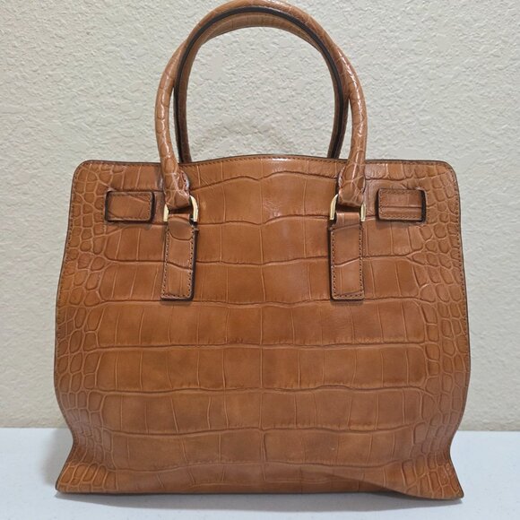 Michael Kors Fall Color Croc Embossed Dillon Satchel Tote Over the Shoulder - Picture 2 of 16